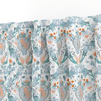  Fertility Damask, orange and teal