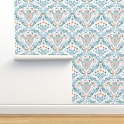  Fertility Damask, orange and teal