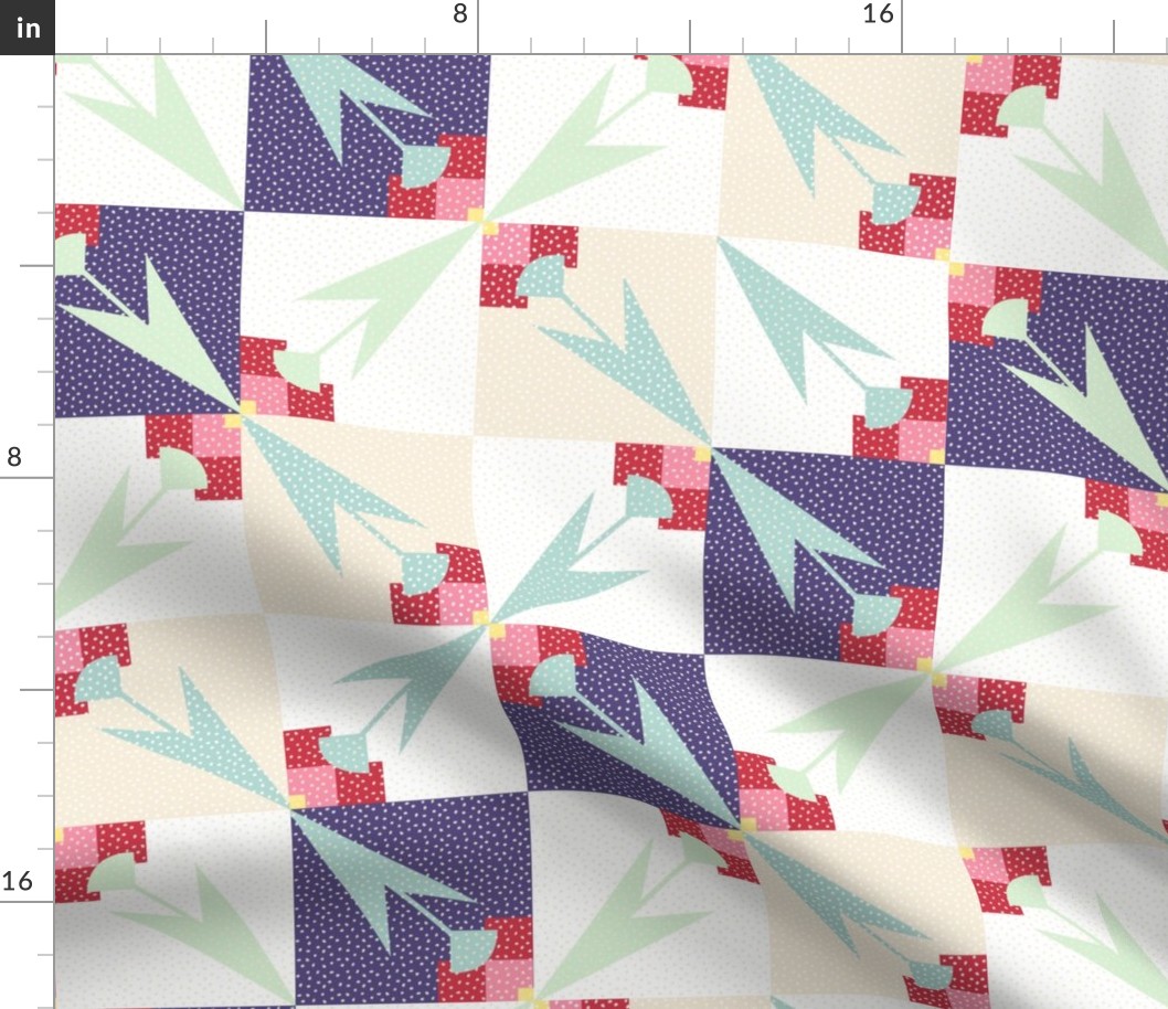 Spring Tulips Cheater Quilt - 4x4