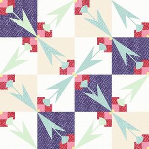 Spring Tulips Cheater Quilt Blocks 18 inch repeat