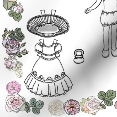 Paper Doll and Roses Color