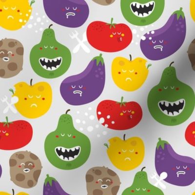 Cute fruit and vegetables monsters