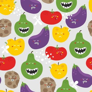 Cute fruit and vegetables monsters