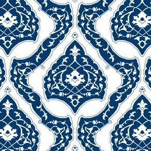 16th Century Carpet Drop Repeat China Blue