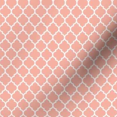 Quatrefoil lattice in pale salmon coral pink