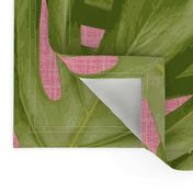 Monstera Leaf Pink and Green