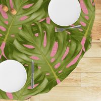 Monstera Leaf Pink and Green