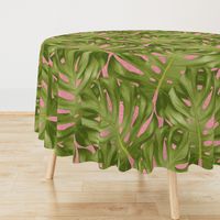 Monstera Leaf Pink and Green