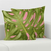 Monstera Leaf Pink and Green