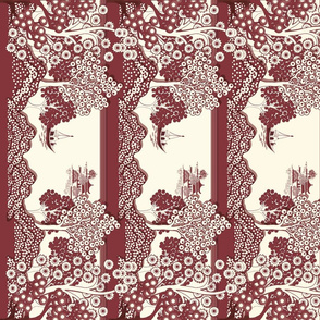 Willow-esque Vertical Border Print - Red