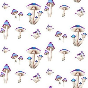 Forest Floor Toadstools Electric Blue