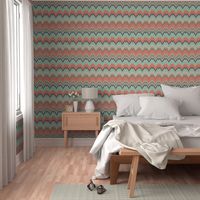 Coral, Mint and Navy Ikat Chevron