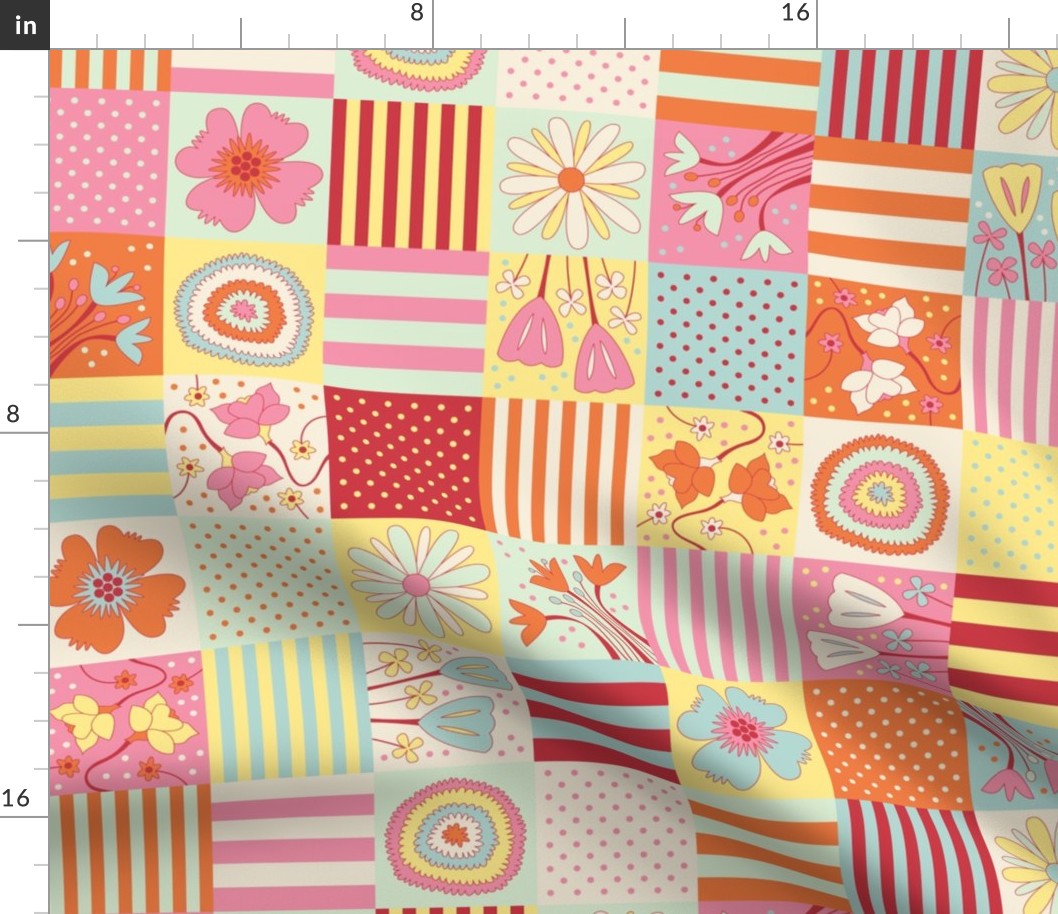 Playful Floral Cheater Quilt