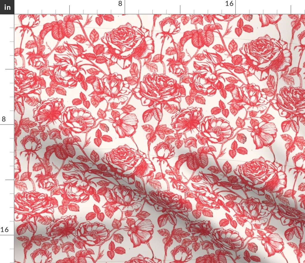 Toile de Jouy roses_red