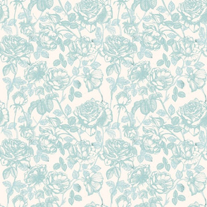 Toile de Jouy roses_aqua