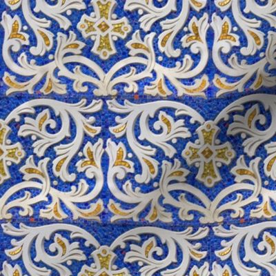 Byzantine mosaic  border - brick  - blue