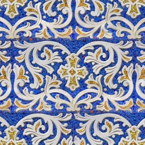 Byzantine mosaic  border - brick  - blue