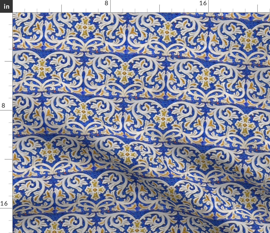 Byzantine mosaic  border - brick  - blue