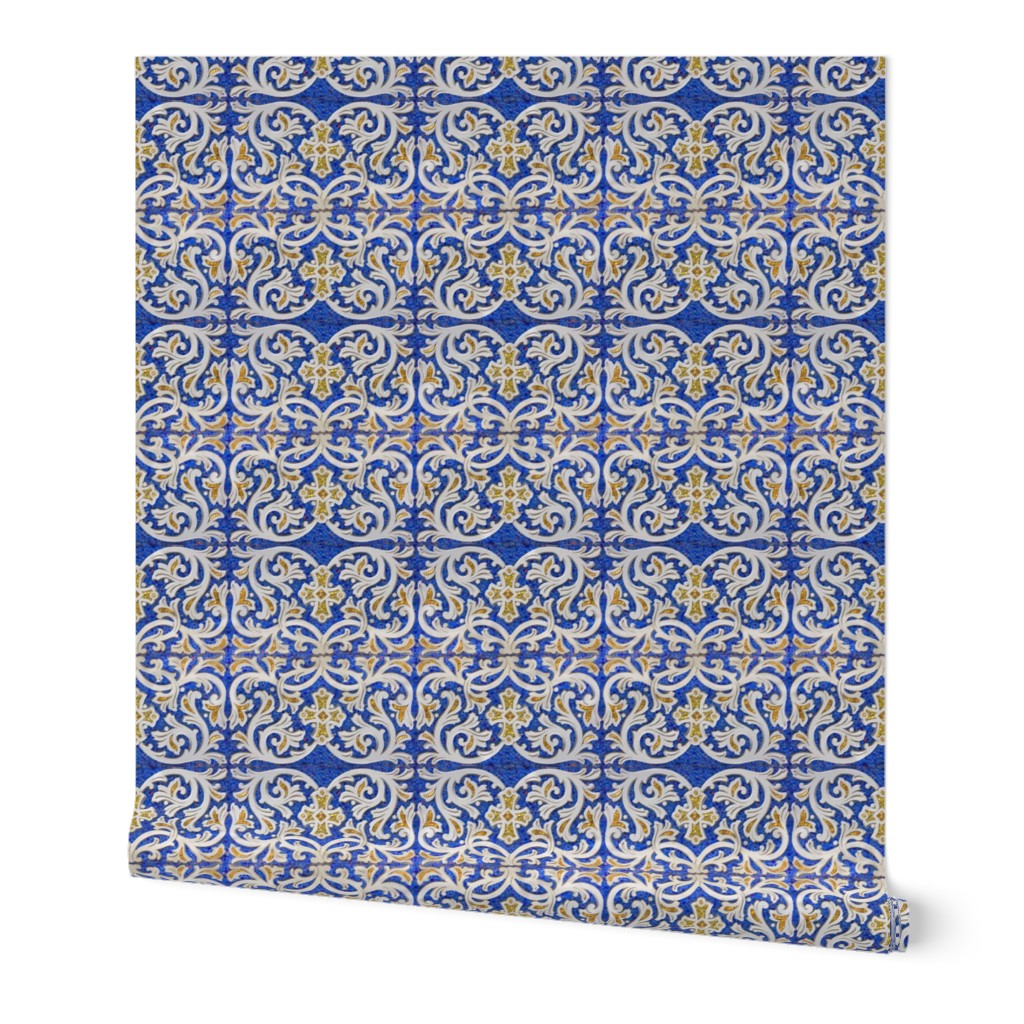 Byzantine mosaic  border - mirrored  - blue