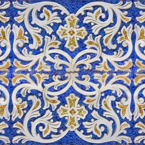 Byzantine mosaic  border - mirrored  - blue