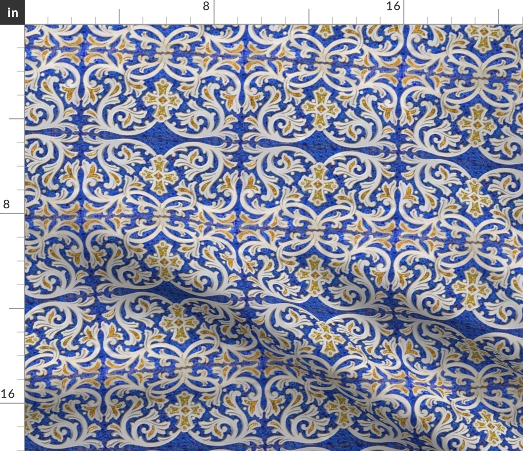 Byzantine mosaic  border - mirrored  - blue