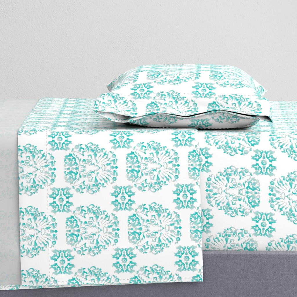 Cat Damask (Turquoise)