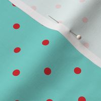 Little Dots RED on Aqua 