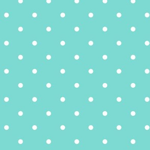 Little Dots WHITE on Aqua 