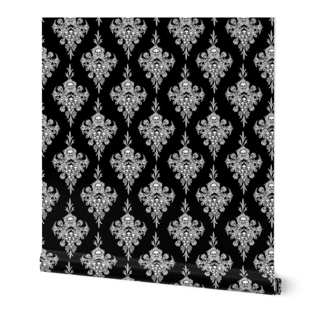 Skull Flower damask - Negative