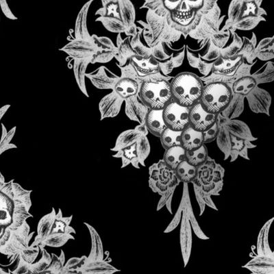Skull Flower damask - Negative