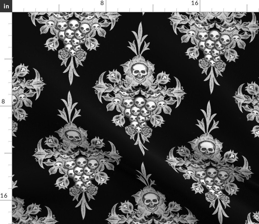 Skull Flower damask - Negative