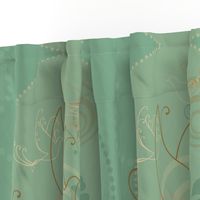 Swirl Birds Vintage Aqua 