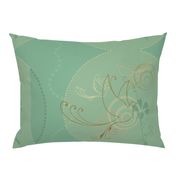 Swirl Birds Vintage Aqua 