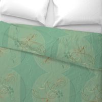 Swirl Birds Vintage Aqua 