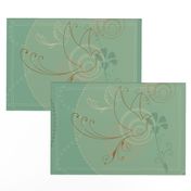 Swirl Birds Vintage Aqua 