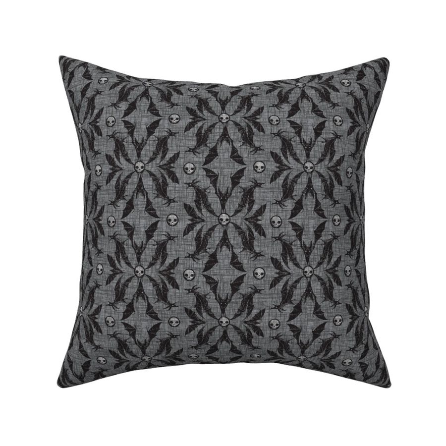 Bat Damask - gray Fabric | Spoonflower