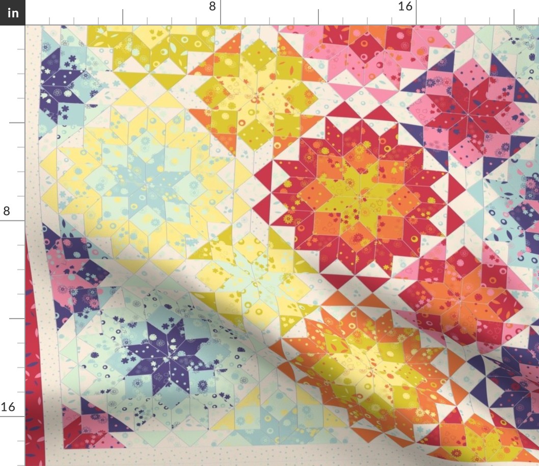 2-yards floral cheater quilt