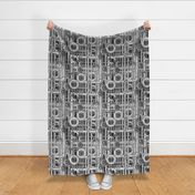 Steampunk pipes and gears grayscale 222ppi fabric 333ppi wallpaper 222ppi giftwrap 