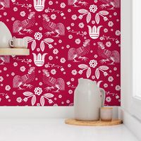 barnyard toile red