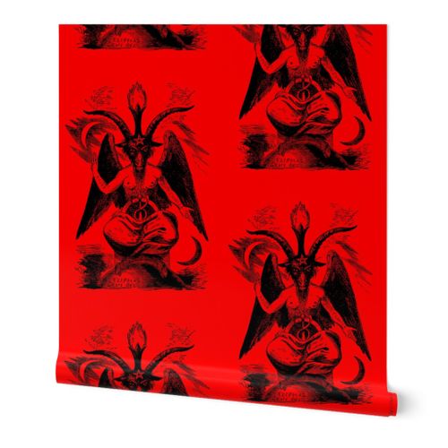 bruja, demonio, Víspera de Todos los Santos, rojo, Satán, xilografía Papel  tapiz | Spoonflower