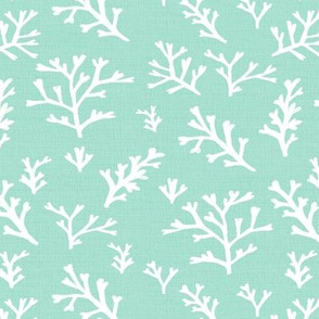 Coral Branches Seafoam Green