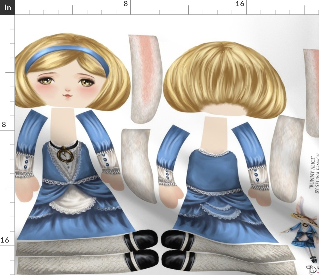 Cut and sew doll pattern - Alice in Wonderland Bunny