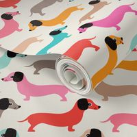 Vintage doxie sausage dogs dachshund illustration pattern girls