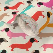 Vintage doxie sausage dogs dachshund illustration pattern girls
