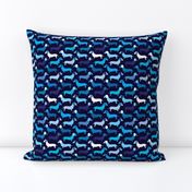 Blue boy doxie dog dachshund illustration pattern