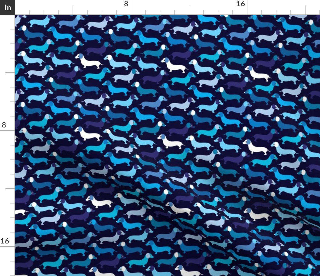 Blue boy doxie dog dachshund illustration pattern