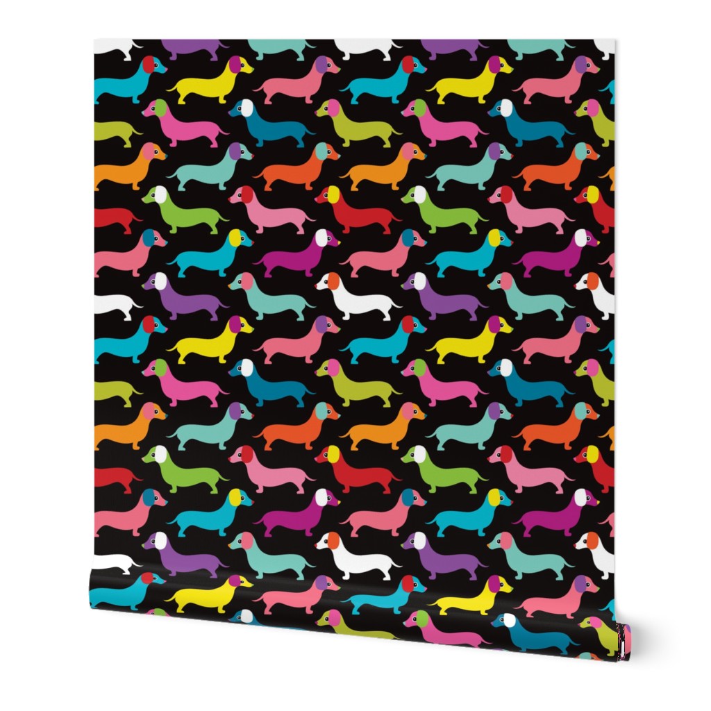 Retro dogs dachshund illustration pattern