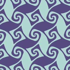 Trellis in purple and mint blue