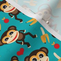 Cute baby boy nursery monkey and banana