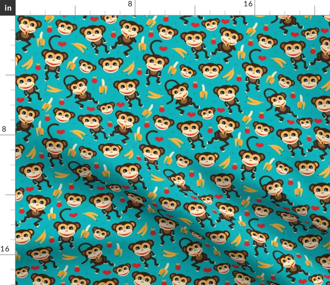 Cute baby boy nursery monkey and banana